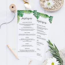 Tropical Printable Wedding Menu Template Menu Cards Menu Etsy Menu Card Template Wedding Menu Template Wedding Menu Cards