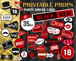 18th Birthday Photo Booth Props Printable Pin On Grehouse On Etsy