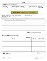 Deviation Report Template 6 Professional Templates Report Template Professional Templates Templates