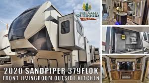 Front kitchen 2020 montana 5th wheel floor plans. New 2020 Sandpiper 379flok Font Living Room Outside Kitchen Extended Stay Fifth Wheel Colorado Youtube