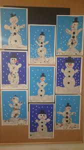 Schneemanner Kunst Klassenzimmer Kinder Zeichnen Schneemann