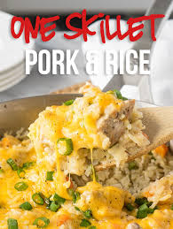 Used bowtie pasta and only 1 c of cheese to reduce calories. Cheesy Pork And Rice Skillet I Wash You Dry