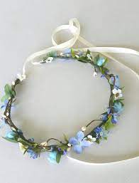 Cornflower Blue Flower Crown Hair Wreath Bridesmaid Bridal Etsy In 2021 Blue Flower Crown Flower Girl Halo Flower Crown Hairstyle