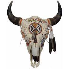 Native American Buffalo Hunter Buffalo Skull By James Little Wounded Minneconjou Lakota Cheyenne River Reser Native American Art Buffalo Skull Cow Skull Art