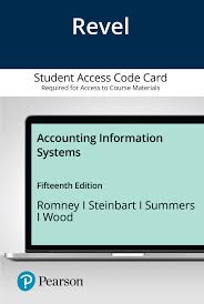 Accounting information systems 13th edition 9780133428537 by romney marshall b. Romney Steinbart Summers Wood Revel For Accounting Information Systems Access Card 15th Edition Pearson