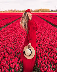 Standing In A Sea Of Tulips Tulips Have Always Been One Of My Favorite Flowers And Since Our Visit Of Goeree Overflakk Girls With Flowers Tulips Cool Photos