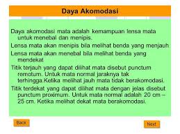 Kemampuan lensa mata untuk menebal dan menipis sesuai jarak benda yang dilihat disebut. Bahan Ajar Berbasis Ict Ppt Download