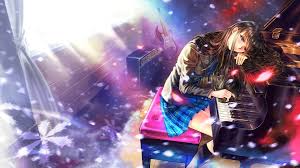 On a computer it is usually. Wallpaper Long Hair Anime Girls Blue Eyes Brunette Looking At Viewer School Uniform Piano Stage Screenshot Computer Wallpaper Musical Theatre 1920x1080 Microcosmos 48537 Hd Wallpapers Wallhere