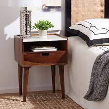 Retro wooden rustic nightstands with drawer shelf, mid century nightstand. Corrigan Studio Yaritza 1 Drawer Solid Wood Nightstand In Walnut Reviews Wayfair