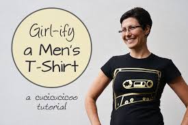 Girlify A Men S T Shirt Making T Shirts More Feminine Guest Post By Lisa Cucicucicoo Mens Tshirts Shirt Alterations How To Make Tshirts