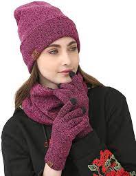 Winter Caps Neck Warmer With Touchscreen Gloves Beanie Hats For Women Loop Scarf Knit Beanie Hat