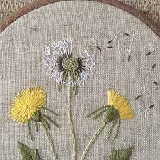 Botanical Embroidery Dandelion Hoop Art Hand Embroidery Designs Diy Embroidery Hand Embroidery Stitches