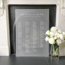 Frosted Acrylic White Ink Wedding Table Plan Seating Chart