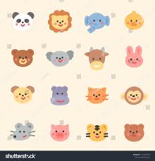 Cute Animal Face Icons Flat Design Style Vector Graphic Illustration Seticons Flat Face Cute Vintage Business Cards Template Cute Animals Graphic Illustration