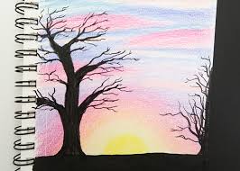 How to draw sunset scenery with pencil step by step, pencil drawing for beginners dear friends subscribe for more drawing Colored Pencil Sunset Art Journal Page Journal Freaks