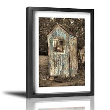 See more ideas about outhouse, outhouse bathroom, outdoor bathrooms. Coolertaste Rustic Vintage Outhouse Brown Blue Bathroom Wall Decor Vintage Rustic Canvas Wall Art Prints Framed Pictures Artwork Ready To Hang 12 X 16 Buy Online In Botswana At Botswana Desertcart Com Productid