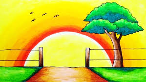 How To Draw Easy Scenery Of Sunset In The Hills Super Simple Nature Scenery Drawing Step By Step Next i started drawing in the drawing.