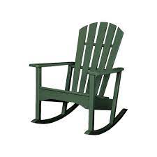 Polywood St Croix Adirondack Rocker In Green Black Patio Rocking Chairs Adirondack Rocking Chair Rocking Chair