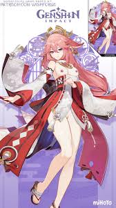 Rule 34 - Cute Game Genshin Impact Naked Nude Pink Hair Small Breasts  Splash Art Yae Miko | 11020698