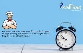 now we are open from 11 a m to 11 p m for an exceptional indian cuisine mallikasrestaurant indiancuisine food late night dinner indian cuisine north indian