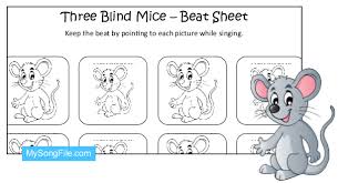 Color in this picture of three blind mice and others with our library of online coloring pages. Three Blind Mice Beat Sheet Black And White My Song File