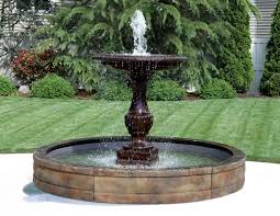 One Tier Savona Fountain With Surround And 8 Fiberglass Pool Fountain Concrete Fountains Fountains Outdoor