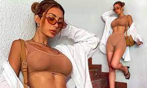Francesca Farago flaunts her toned midriff in a nude co