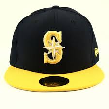 seattle mariners new era cap mlb baseball hat black yellow