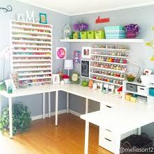 The craft and wrapping supplies slide into the trendy closet crafting. Crafting Room Sewing Crafting And Sewing Crafting And Sewing Room Craft Room Design Craft Room Decor Craft Room Office