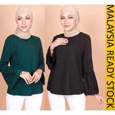 See more of blouse wanita on facebook. Ready Stock M Xl Azda Blouse Wanita Muslimah Premium Moss Crepe Azda Open V Blouse