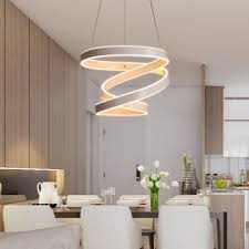 The pendant light features a chrome finish and luminous infinity loops that catch the eye. Glossy White Swirl Led Pendant Lighting 152w Led Warm White Light Bedroom Living Room Chandelier In Aluminum Beautifulhalo Com