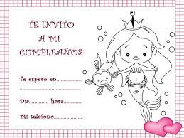 Invitaciones de cumpleaños para niñas para dibujar. Bonitas Tarjetas De Invitaciones De Cumpleanos Para Pintar Colorear Imagenes