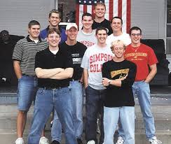 The members of theme house seven, (left to right) seniors Jesse Nelson,  Mike Johnson, Eric Lloyd, Curtis Waddingham, Matt Ramthun, Mike Huebner,  Travis Rumery, Justin Droppert, Jeff Buckley and Josh Russell are