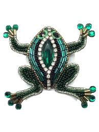 Brooch Bradley Levin Handcrafted Frog Toad Bead Rhinestone Copper Enamel  Rare