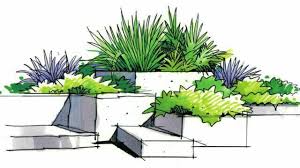One Level Of Flat Concrete For A Water Feature Benches Built In Next To Planters C Landscape Design Drawings Landscape Architecture Drawing Landscape Design