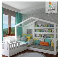 غرف نوم اطفال دورين للمساحات الضيقة لوكشين ديزين نت Toddler House Bed Toddler Rooms Creative Kids Rooms