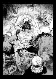 syrnrr, choso (jujutsu kaisen), eso (jujutsu kaisen), itadori yuuji,  kechizu (jujutsu kaisen), jujutsu kaisen, bad id, bad twitter id, highres,  spoilers, bleeding, blood, broken glass, brothers, corpse, death, glass,  greyscale, male focus,
