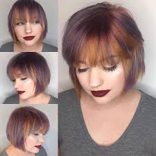 But before you start scrolling down, let's talk about little secrets of styling: Purple And Copper Streaked Layered Bob With Feathered Bangs The Latest Hairstyles For Men And Women 2020 Hairstyleology Damp Hair Styles Blow Dry Hair Straight Feathered Hairstyles