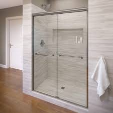 Basco Infinity 58 1 2 In X 70 In Semi Frameless Sliding Shower Door In Chrome With Clear Glass Infh05a5870clsv The Home Depot Shower Doors Frameless Sliding Shower Doors Sliding Shower Door