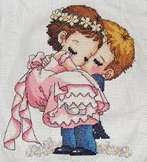 The bride was having cream roses, rosemary, myrtle & thyme in her bouquet so we used these to frame the happy couples initials which were charted in delicate shades of cross stitch wedding / anniversary sampler kits & patterns. Wedding Concept Couple Ponto Cruz Bordado Ponto Cruz Cruz