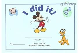 Mickey Mouse Potty Training Certificate For Boys I Did It