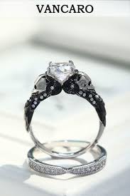 Classic Two Tone Owl And Skull Engagement Ring For Female Skull Wedding Ring Skull Engagement Ring Owl Engagement Ring