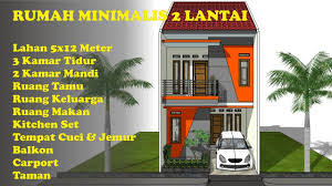 Denah dan desain rumah minimalis terbaru 2018 via nul.is. Rumah Minimalis 2 Lantai 5x12 Meter 3 Kamar Tidur Lengkap Dengan Interior Desain Dan Animasi Youtube