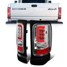 94 02 Dodge Ram 1500 2500 3500 Red C Bar Led Rear Brake Tail Lights Chrome Dodge Ram 1500 Tail Light Bar Led