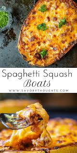How To Cook Spaghetti Squash Boats The Right Way Savory Thoughts Recipe Spaghetti Squash Recipes Easy Healthy Spaghetti Squash Spaghetti Squash