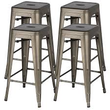 Yaheetech Set Of 4 Metal Bar Stools Vintage Counter Bar Stool Stackable Chairs Heavy Duty 30 For Bistro Patio Cafe Restaurant Dining Room Kitchen Walmart Com In 2020 Metal Bar Stools Bar Stools Metal Bar