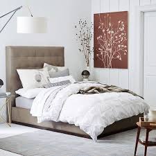 Nov 02, 2018 · in a new york collector's bedroom, olive green accents in the bedspread anchor the room's many elements in a singular, earthy aesthetic. Tall Grid Tufted Plinth Bed Modern Upholstered Beds Leather Headboard Home Decor