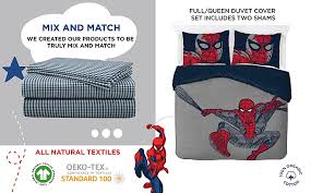 Amazon.com: Saturday Park Marvel Spiderman Web Stripe Full/Queen Duvet Cover  & Sham Set - 3 Piece 100% Organic Cotton Duvet Set - GOTS & Oeko-TEX  Certified (Marvel Official) : Home & Kitchen