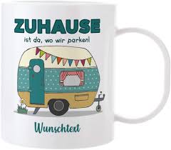 Bevorzugt werden sollte jedoch die schreibweise zu hause bleiben / sein. Amazon De Herz Heim Kaffeetasse Camper De Luxe Aus Kunststoff Mit Namen Zuhause Ist Da Wo Wir Parken