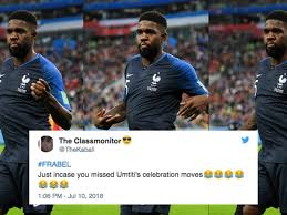 France's samuel umtiti scores his team's winning goal during the fifa world cup 2018 semifinal match against belgium in st. Umtiti S Sassy Post Goal Strut Captures World Cup Hearts